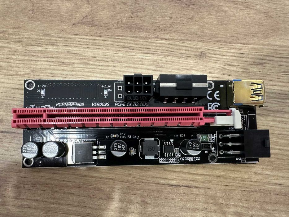 Przejściówka Riser 009S GOLD USB 3.0 PCI-E 1x-16x zasilanie 6PIN SATA