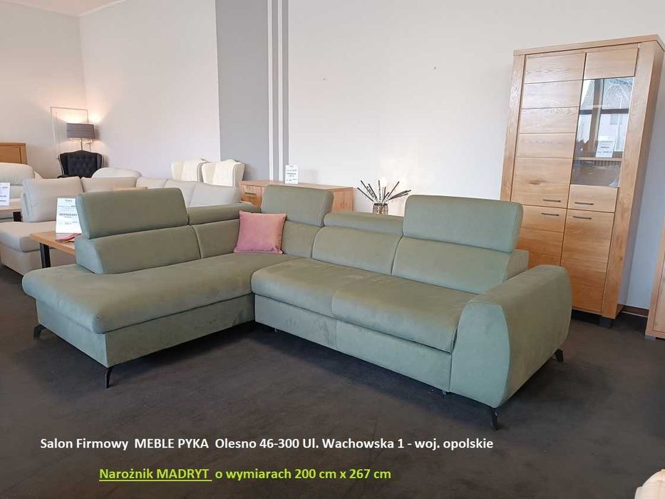 Nowy Narożnik 200cm x 267cm ze spaniem MADRYT = Producent MEBLE PYKA