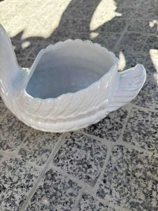 Cisne vaso cerâmica branco