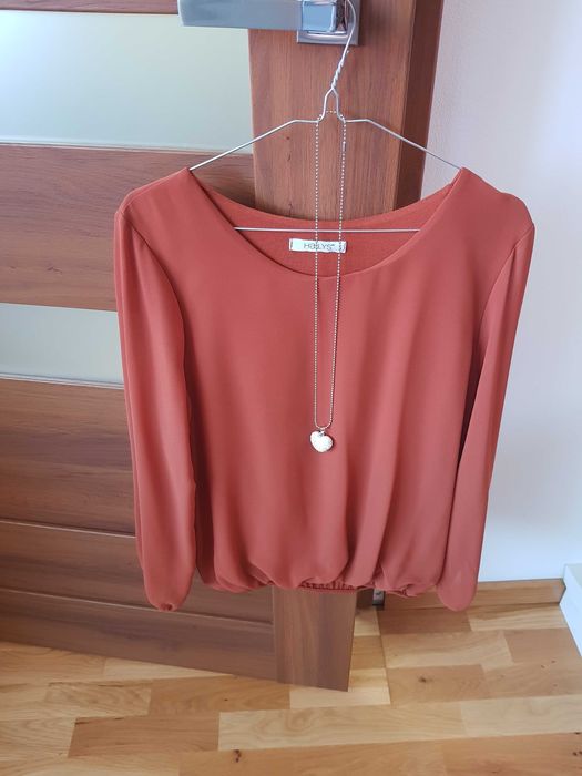 Ruda bluzka, 36, długi rękaw +gratis naszyjnik