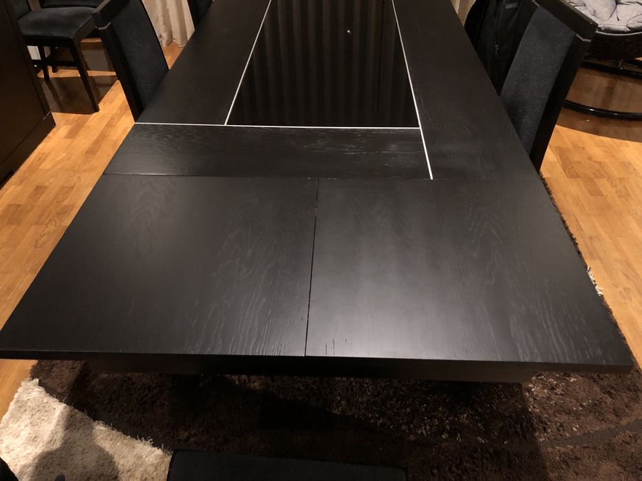 Mesa extensível com vidro + 8 cadeiras