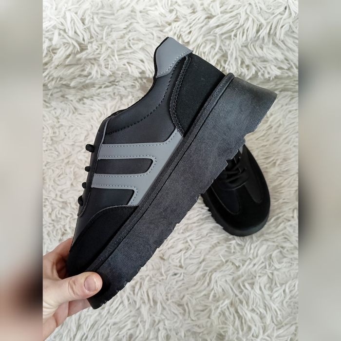 Buty sneakersy na platformie czarne 39