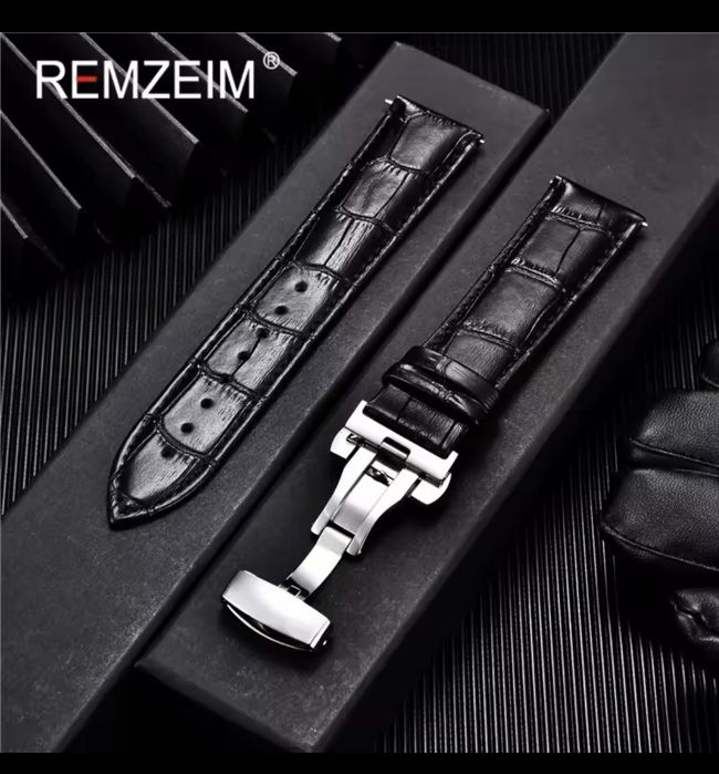 Ремінець для годинника 22 мм черний