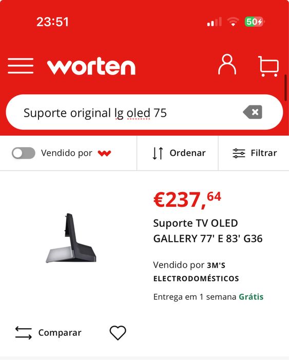 Suporte original LG para tv 65