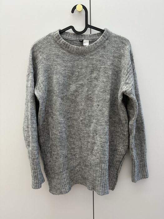 H&M sweter sweterek szary z rozcięciami po bokach S
