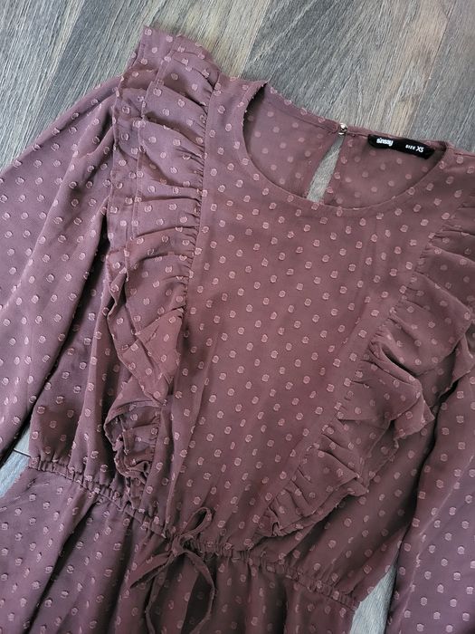 Bluzka Sinsay XS brązowa długi rękaw