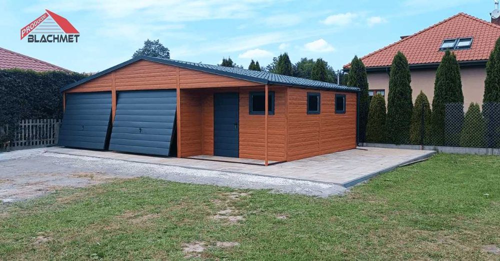 Garaż blaszany drewnopodobny 4mx6m profil producent cała polska 6x6