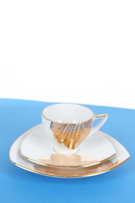 Filiżanka Chodzież porcelana do herbaty, złocona wersja export 3 cz