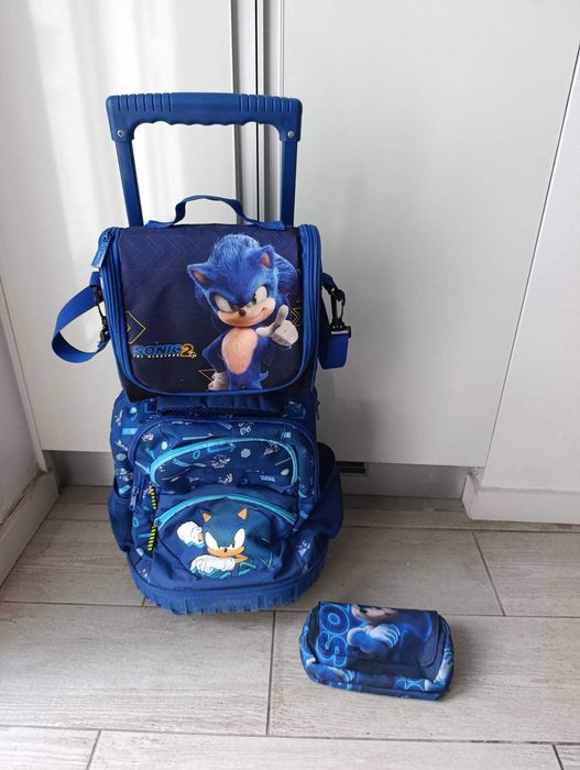Mochila Sonic Conjunto Escolar Mochila + Lancheira + Estojo