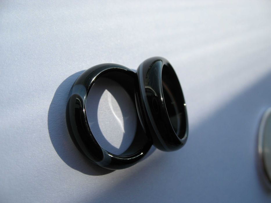 Кольцо цельнорезное парное* натуральный минерал природный черный оникс