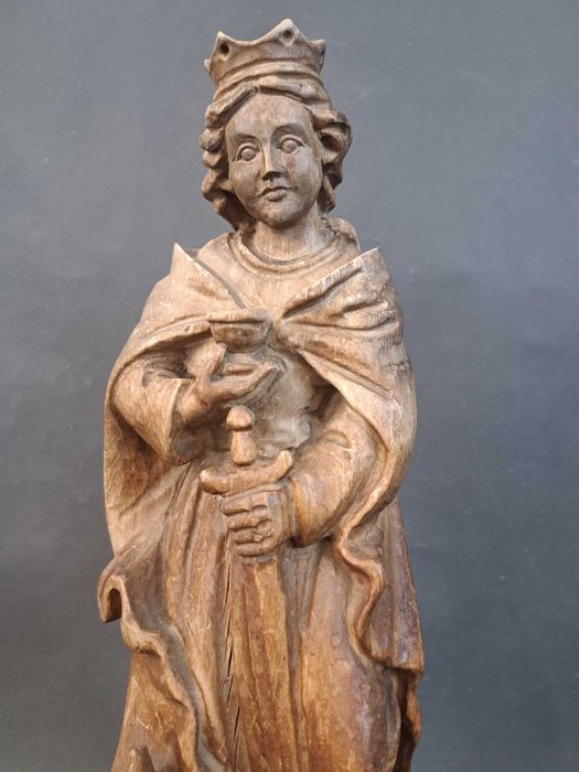 Święta Barbara, rzeźba drewniana wys. 46 cm