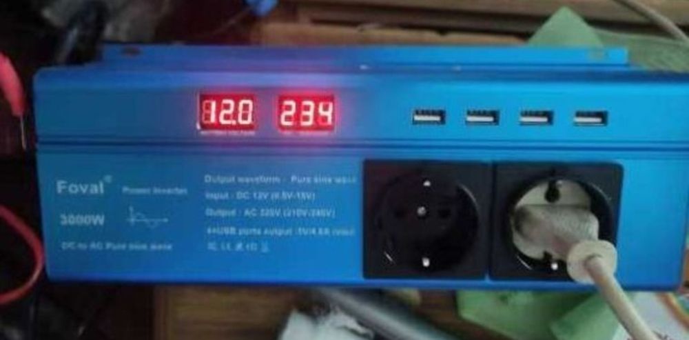 ОРИГІНАЛ!! Інвертор FOVAL 3000W 12V EU (наша розетка, чиста синусоїда)