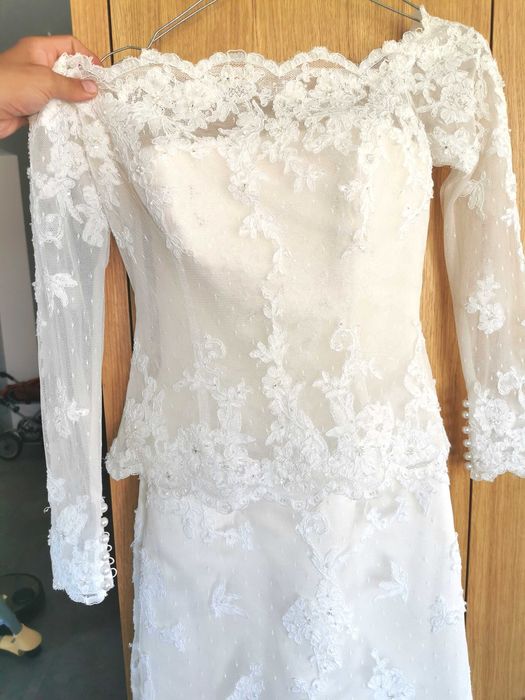 Suknia ślubna, koronka, syrenka. PRONOVIAS India White One 424