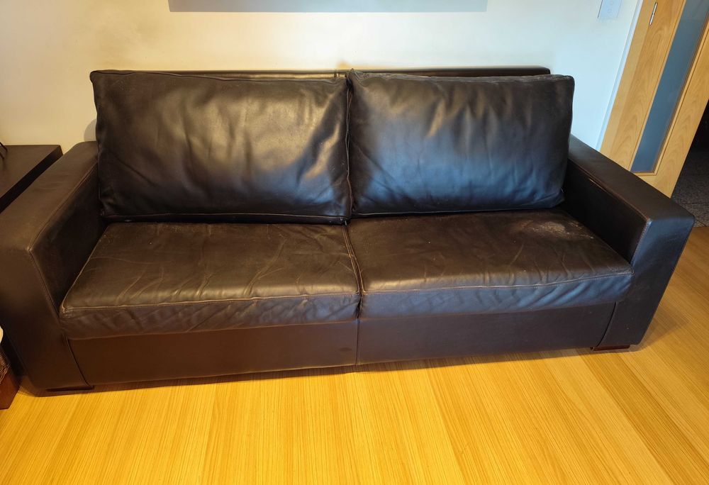 Sofá cama em couro Castanho chocolate