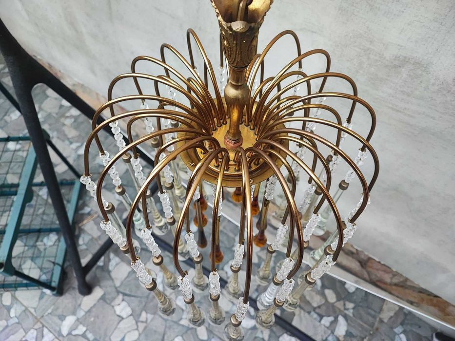 Żyrandol,Murano Massive,mosiężny,lata 70 ub.wieku
