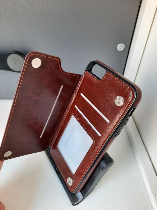 Etui na IPhone 6 plus z mikrofibrą,  z miejscem na kartki płecki skóra
