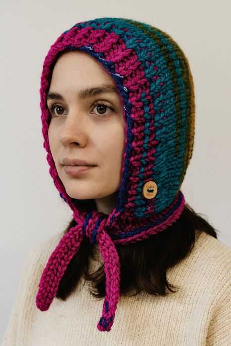 Kolorowa bonetka balaclava kominiarka wiązany kaptur zamiast czapki
