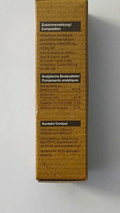 Naturalny olej konopny Harmony Pet 4,5% CBD 20 ml