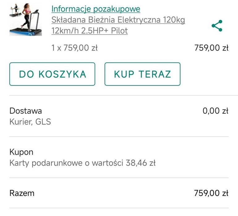 Bieżnia do 12km/h