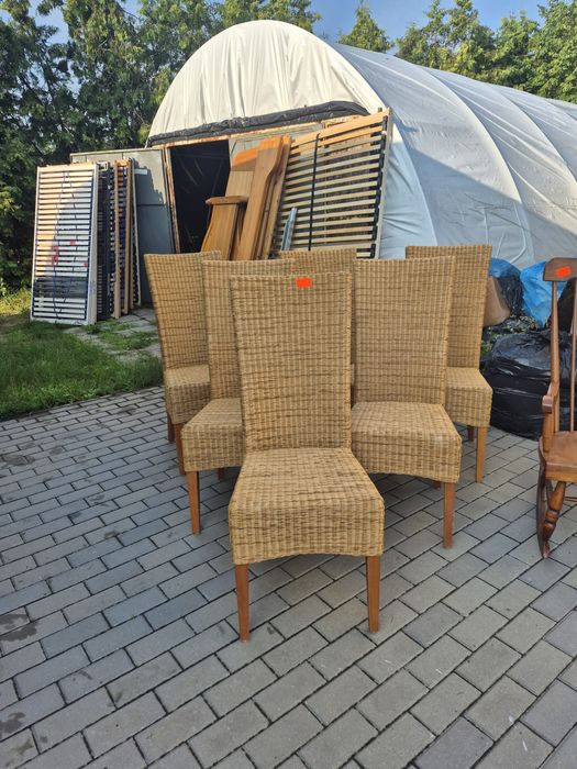Komplet 6 krzeseł rattan