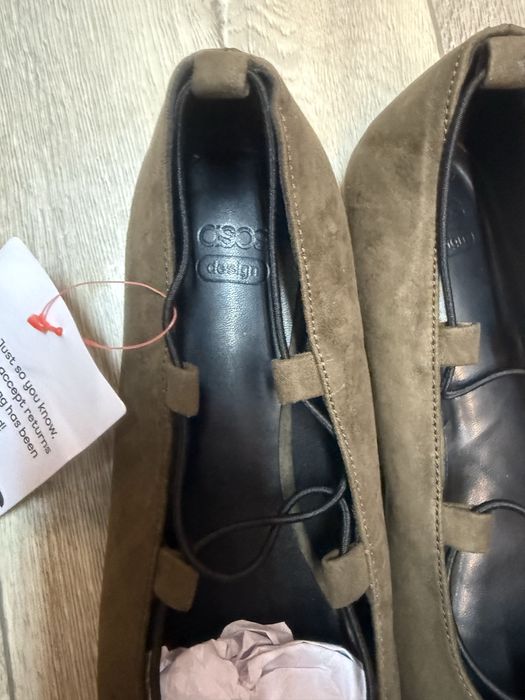 (40) Asos Design/ Zielone khaki baleriny z Londynu, Nowe