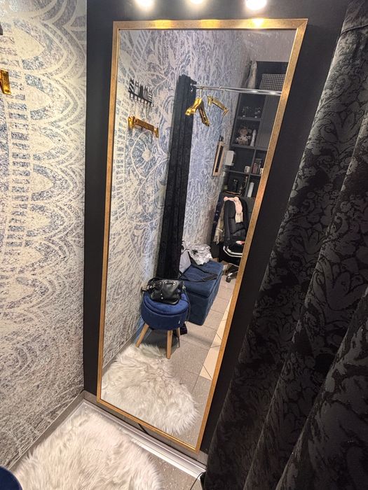 Lustro w zlotej ramie 180x60 nowoczesna wąska rama