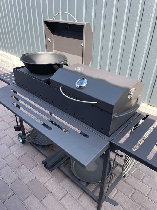 мангал металевий барбекю стаціонарний мангал на колесах вугільний гріл