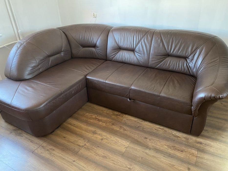 Kanapa sofa skórzana (10 miesięczna) z funkcją spania