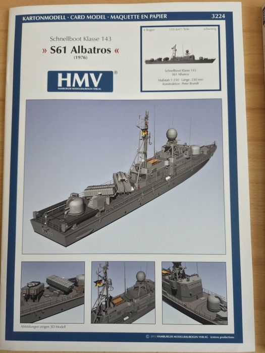 Model kartonowy HMV Berlin 2001 / Frankfurt  2002 elementy laserowe S61 Albatros 1976 skala 1:250