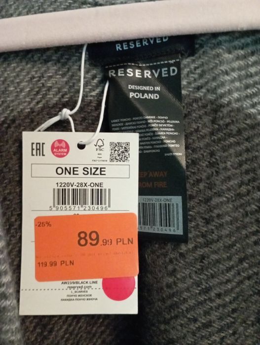 Ponczo Reserved rozmiar one size
