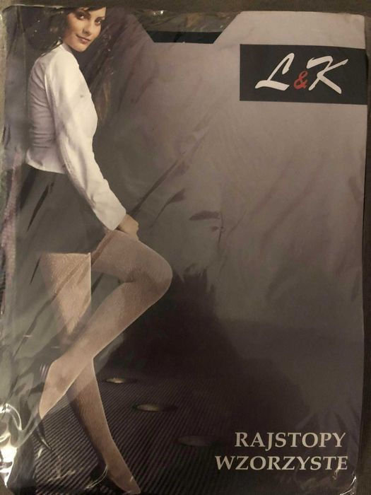 L&K rajstopy wzorzyste Fantasia Kokardki 3/4 M/L czarne