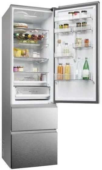 Lodówka Haier HTW5620DNMG z zamrażalnikiem dolnym 205 cm Srebrna