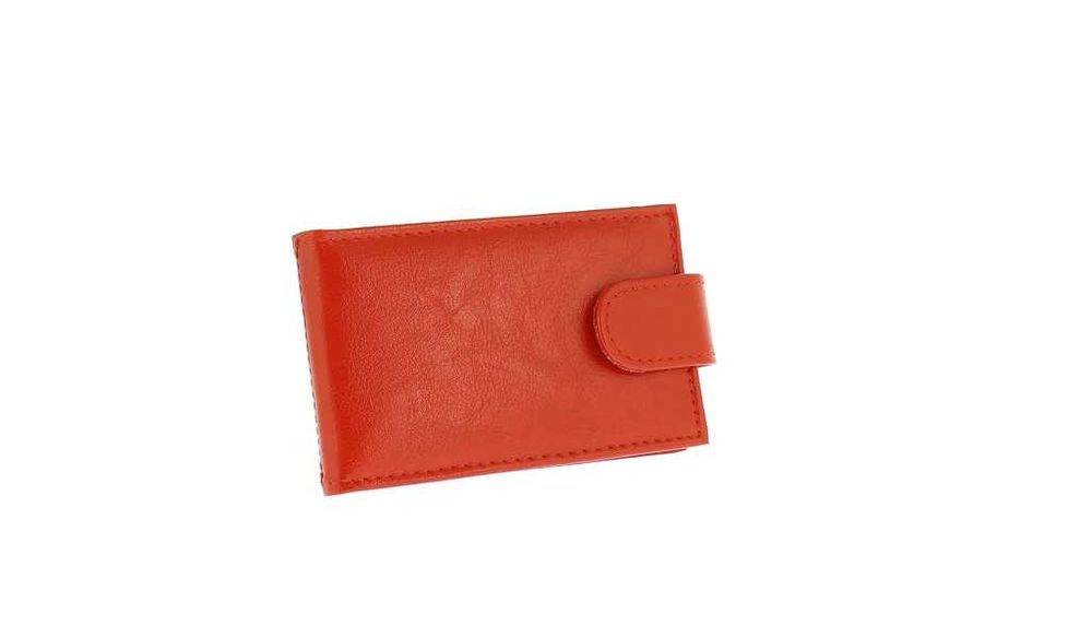 Skórzane etui pokrowiec na dokumenty karty kredytowe czerwony PL