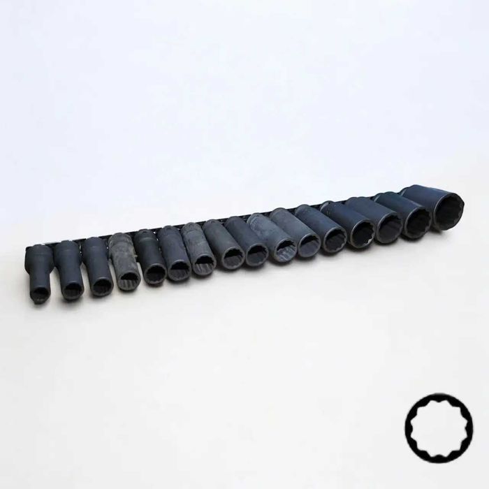 Набір головок ударних довгих 1/2" 12гр.10-32мм (на планке) JTC
