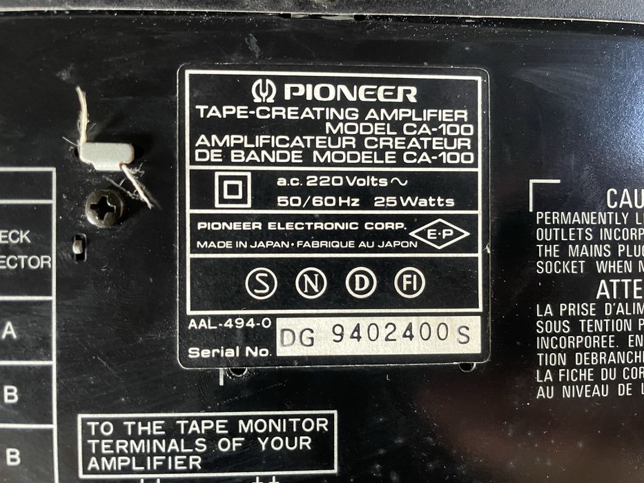 PIONEER CA-100 tape creating ampifier