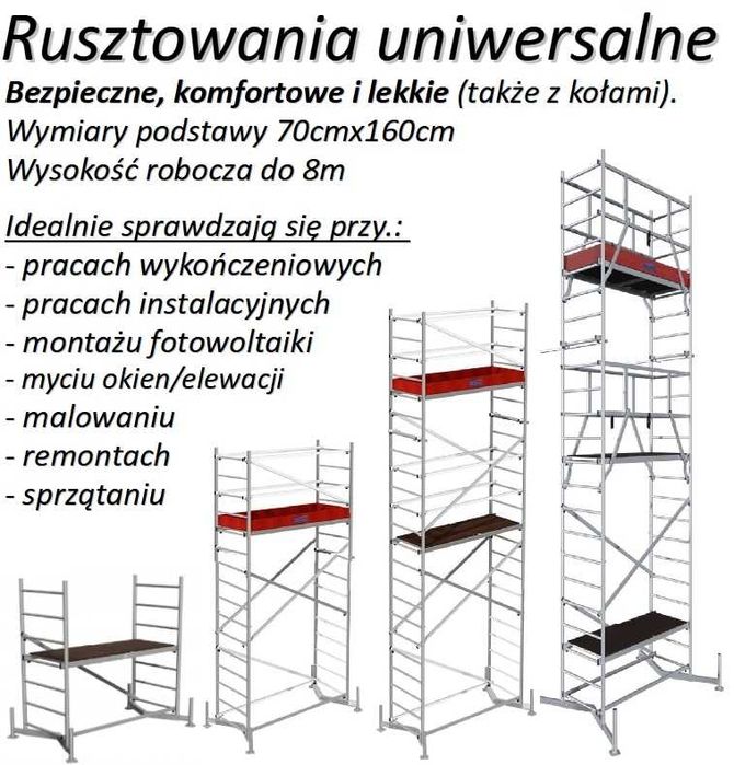 RUSZTOWANIE do wnętrz 5m aluminiowe mobilne montaż wypożyczę wynajem