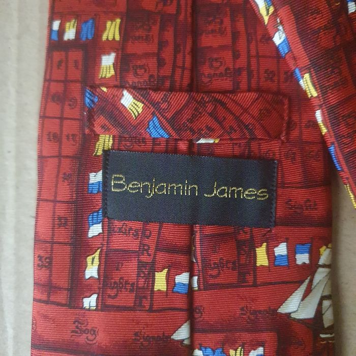 Krawat męski w statki Benjamin James jedwab(k-2)OK