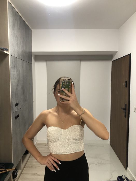 top crop top z perełkami gorset