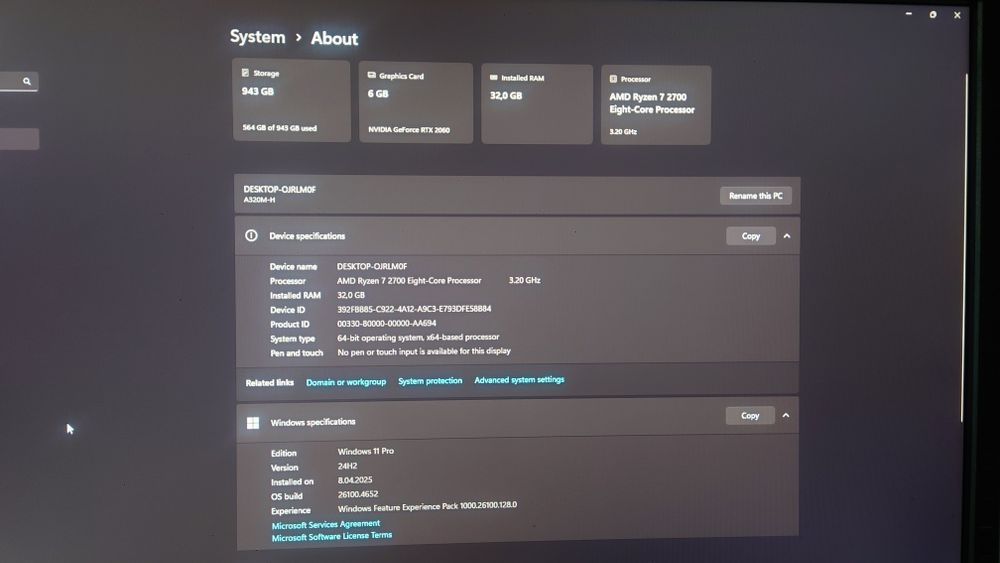 Zestaw Ryzen7 2700x, RTX 2060, RAM 32 GB