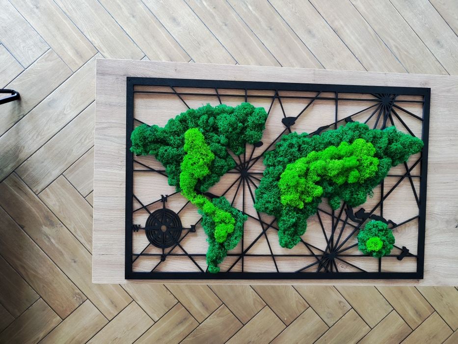 Obraz Mapa Świata Mech Chrobotek