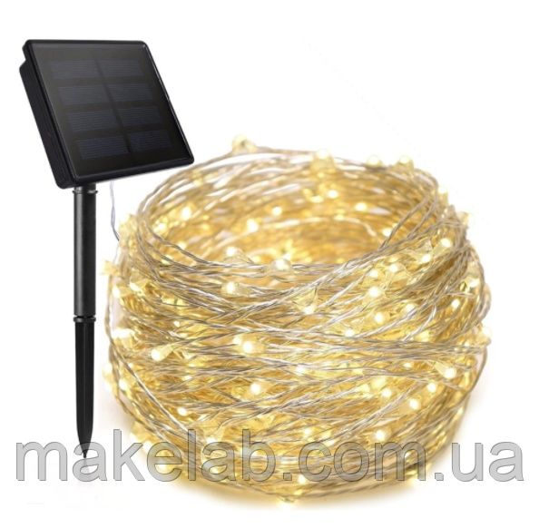 Светодиодная 10 метров гирлянда "Роса" на солнечной батарее