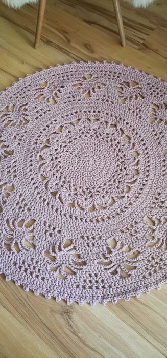 Dywan ze sznurka bawełnianego 100cm, pudrowy róż