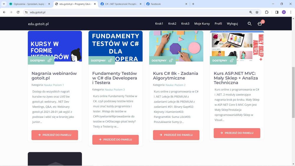 Odsprzedam dożywotni kurs C# i .NET z gotoit.pl