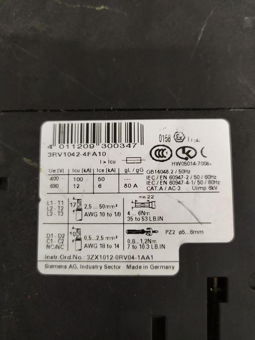 Автоматический выключатель Siemens 3RV1042-4FA10