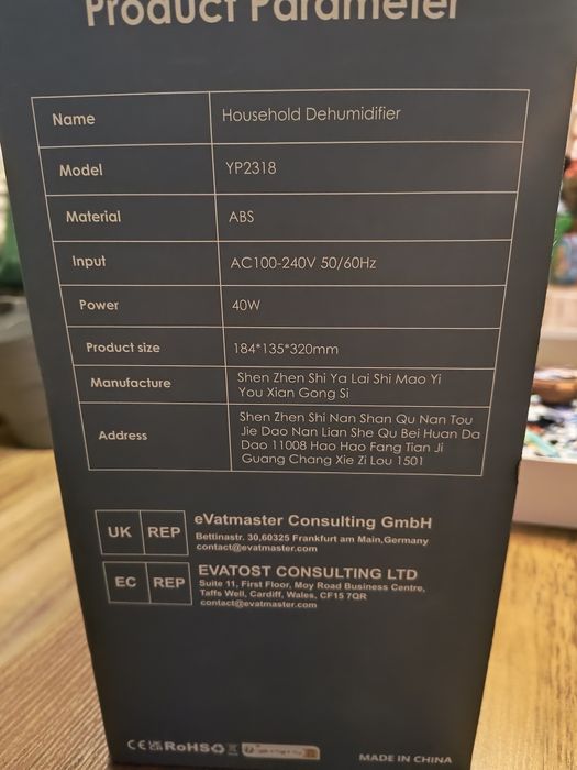 YP2318 DEHUMIDIFIER elektryczny osuszacz POWIETRZA 

Produk