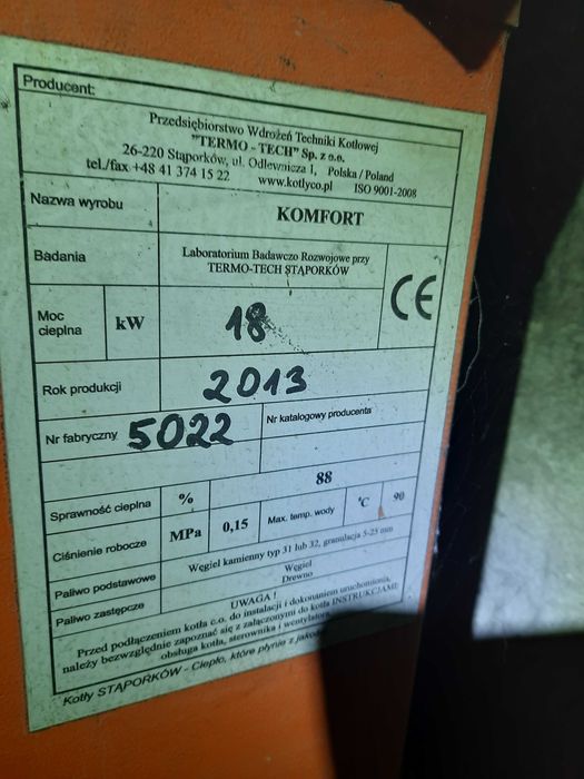 Piec Stoporkow Komfort 18kW zasobnik slimak części