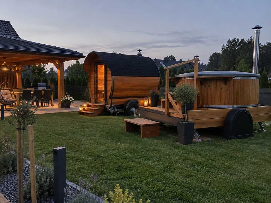 Sauna mobilna + Jacuzzi na wynajem | Balia | Prywatne SPA | Weekend