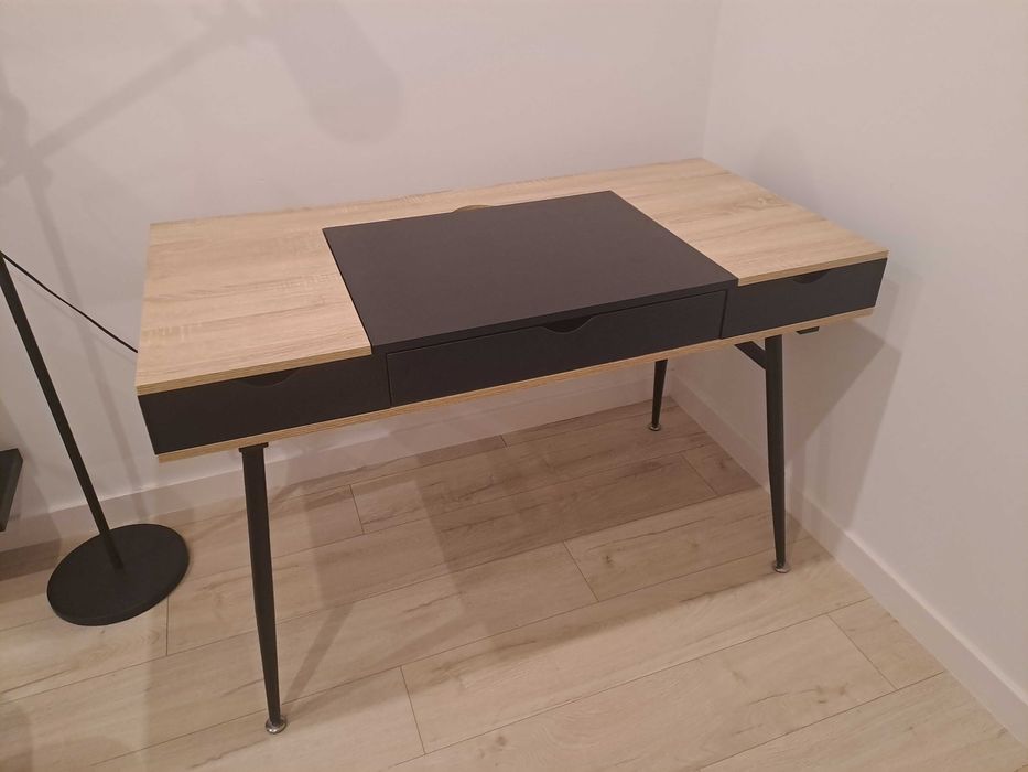 Biurko ze schowkami 120x60cm czarno-brązowe