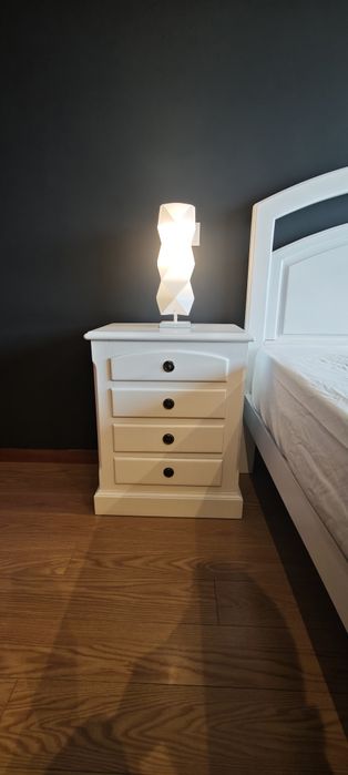 Cama Casal Madeira maciça branca