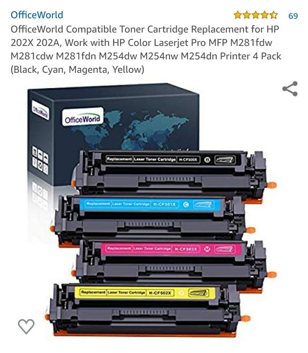 Картриджи 4 шт для принтеров HP Color LaserJet Pro M281, M254, M280